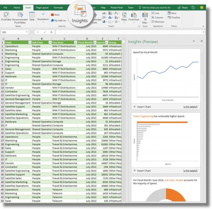 Excel新增基于AI的Insights功能 Excel新增基于AI的Insights功能