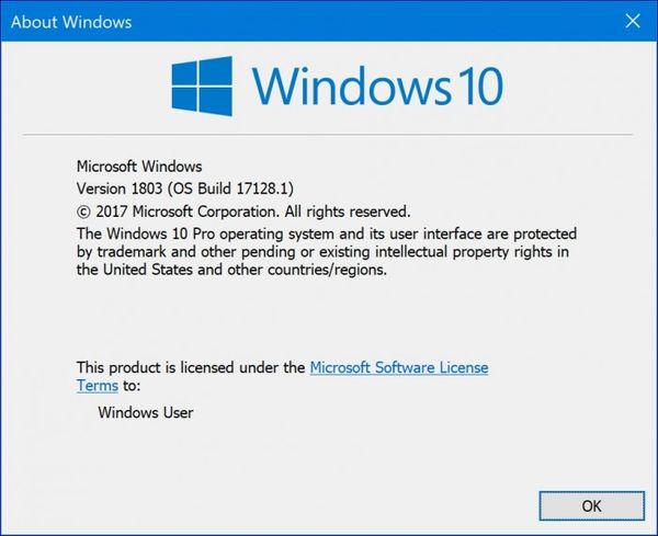 Windows 10 Build 17128 Windows 10 Build 17128