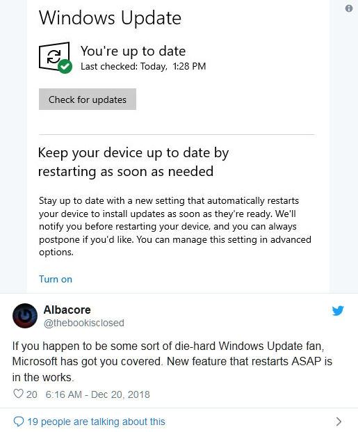 Windows Update或將很快支持在更新后立即重啟電腦 Windows Update或將很快支持在更新后立即重啟電腦